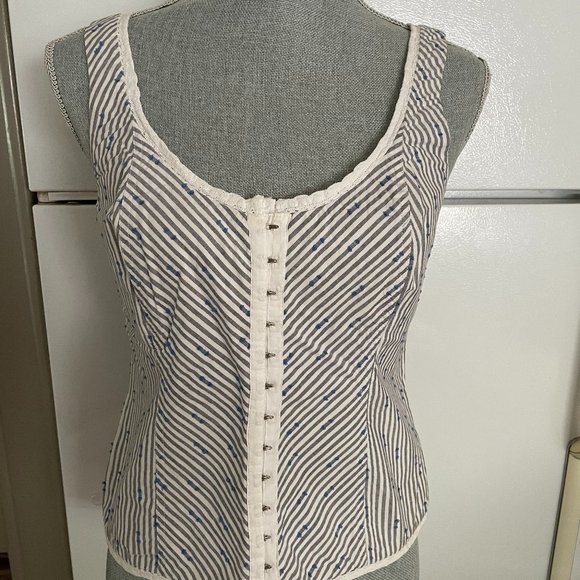 INTUITIONS Cotton Tank, Crochet Edging, Size S - Picture 1 of 7